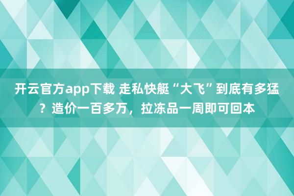 开云官方app下载 走私快艇“大飞”到底有多猛？造价一百多万，拉冻品一周即可回本