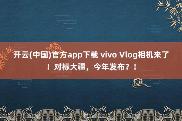 开云(中国)官方app下载 vivo Vlog相机来了！对标大疆，今年发布？！